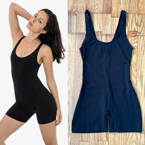 NEW Los Angeles Apparel Cotton Spandex Biketard Tank Romper Black S